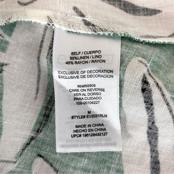 Every Green/White Tropical Print Ruffle Sleeveless Top Size M - Picture 6 of 7